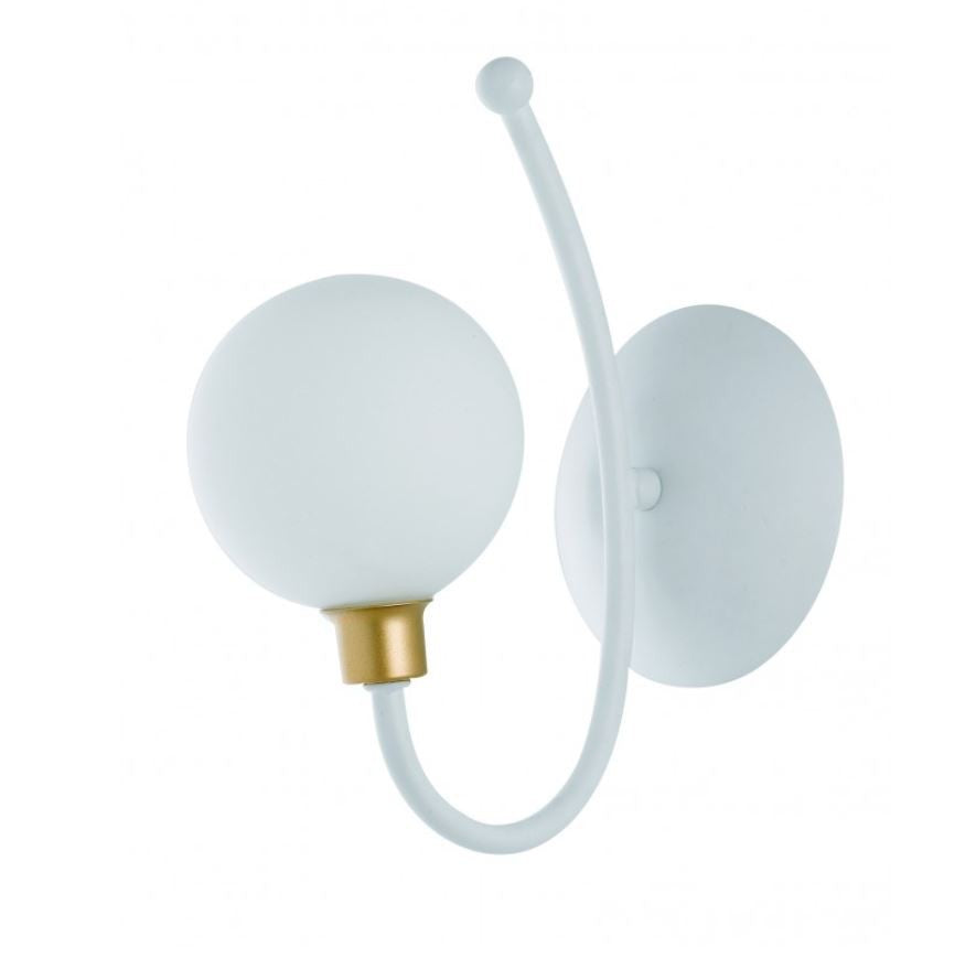Applique sfera vetro opale struttura metallo bianco e oro 1XG9 non incl. AIDA Applique sfera vetro opale struttura metallo bianco e oro 1XG9 non incl. AIDA